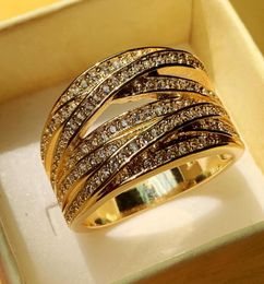 Size 610 Luxury Jewelry 10KT Gold Fill Cross Ring Pave White Sapphire CZ Diamond Party Eternity Wedding Engagement Band Ring for 1094090