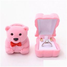 Other Event Party Supplies 1Pc Lovely Veet Gift Box Cute Bear Jewelry Wedding Ring Necklace Case Earrings Holder For Display Drop Dhnib