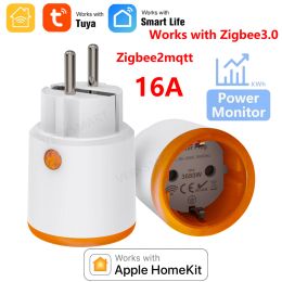Works with HomeKit ZigBee Plug 16A EU Smart Socket Power Outlet Apple Home/Alexa/Google Assistant/SmartThings/Tuya/SmartLife