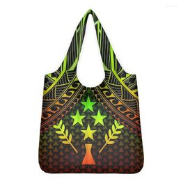 Shopping Bags Cumagical Kosrae Polynesia Print Reusable Folding Grocery Bag Large Size Eco Portable Shoulder Handbag