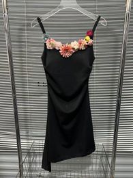 5006 2024 Runway Dress SPring Summer Dress Sleeveless Black Spaghetti Strap White Brand Same Style Womens Dress Fashion High Quality miao
