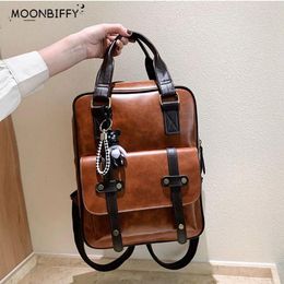 Backpack Fashion Lady Student Women Men PU Leather Waterproof Teenager School Bag High Capacity Outdoor Travel Casual Back Pack