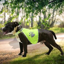 Dog Apparel Clothes Pet Vest Fluorescent Green Reflective Patten Big Safety Breathable T-shirt