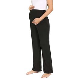 Casual Home Wear Comfortable Stretch High-waisted Maternity Pants Are Thin and Loose Straight-leg L2405