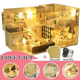 Christmas Gift Furniture Miniature Doll House Wooden Miniaturas Dollhouse Toys Children Birthday Gifts CASA DE BONECA China J19