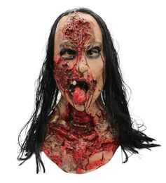 Party Masks Halloween Masks Horror Haunted House Decoration Bloody Long Hair Cover Scary Cosplay Doctor Nurse Dress Up Prop 2209155188984