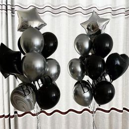 Party Decoration 1 Set Air Helium Silver Black Star Foil Balloons Birthday Wedding Decorations 32 Inch Number Balloon Supplies