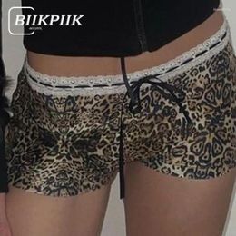 Women's Shorts BIIKPIIK Sexy Lace Bow Leopard Printed For Women Outerwear Fashion Underpants Low Waist Bottom Clothing All-match Sporty