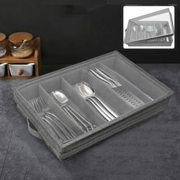 Dinnerware Sets Foldable Flatware Storage Case Lid 5 Compartment Silverware Box Utensil Portable Cutlery Holder