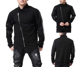 Men039s Jackets Men Coat Fashion Solid Colour Collar Slim Fit Leather Knitted Sweater Patchwork Jacket4128736