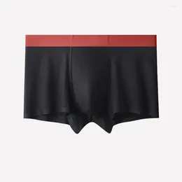 Underpants Sexy Men Boxer Briefs Big Bulge Pouch Underwear Comfort Soft Ice Silk Boxershorts Stretch Sleep Bottoms