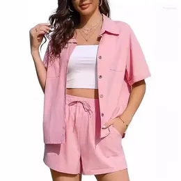 Women's Tracksuits Summer Fashion Short Sets For Women 2024 Office L In Matching Casual Loose Shirts And Shorts 2 Piece Outfit