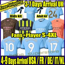 S-4XL 24 25 HAALAND SOCCER JERSEYS MANS CITIES FINAL ISTANBUL KIT MAHREZ GREALISH DE BRUYNE FODEN football shirt kids 24 2025 J.Alvarez NEW YEAR uniform MAN CITY