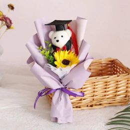 Decorative Flowers Cartoon Graduation Bouquet Stunning Lovely Bear Sunflower Gift Animal Decoration Birthday Party