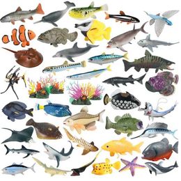 Novelty Games Simulation Ocean Marine Animal Figurine Model Globefish Dolphin Shark Sea Life Action Figure Children Collection Educational Toy Y240521