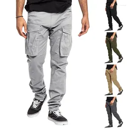 Men's Pants Spring And Summer Large Size Cargo Clothing Overalls Solid Colour Multi-Pocket Casual High Waist Clothes For Men