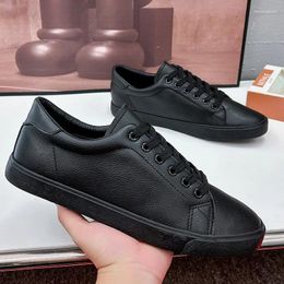 Casual Shoes Spring Autumn Flat Mens Pure Black Fashion Male Footwear Cool Young Man Street Style Soft Comfortable D038