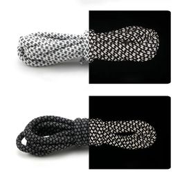 2 Pairs Thick Round Reflective ShoeLaces Black White Safety Highlight Rope Laces Noctilucent Light Fluorescence 240521