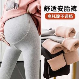 Winter Thick Warm Plus Veet Cotton Maternity Legging Fleece Belly Pencil Pants Clothes for Pregnant Women Casual Pregnancy L2405