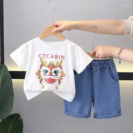Clothing Sets Kids Summer Set 2024 Baby Boy Clothes 1 To 2 Years Cartoon Loong Printed Short Sleeve T-shirts Tops And Shorts Boys Outfits