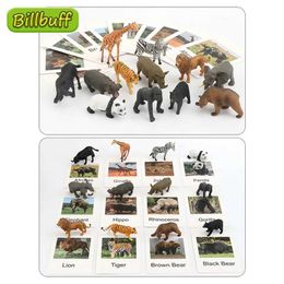 Novelty Games 24pcs Simulation Ocean Wild Animal Giraffe Monkey Zoo Solid Model Figures Early Card Educational Toy for children Christmas gift Y240521