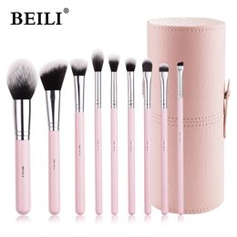 BEILI Makeup Brushes Set with Case Prefessional Foundation Powder Eyeshadow Cosmet Brush kit Pink Make Up Instruments Holder 240521