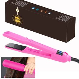 Infrared Hair Straightener Unique Rose Professional Flat Iron with LED Display Instant Heating Curling 240425