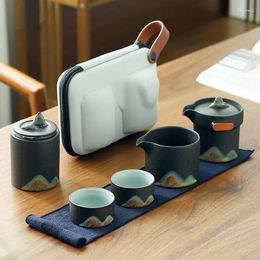 Teaware Sets Ceramic Portable Office Teapots With 2 Teacups Creative Retro Tea Pot Household Cup Canister Travel Car Set Drinkware