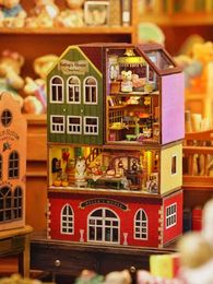 Diy Wooden Doll House Miniature Building Blocks Town Kits With Furniture Lights Dollhouse Toy For Adults Kid Christma Gift