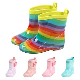 Lightweight Baby Boys Girls Water Rain Boots Kids PVC Rubber Non-slip Waterproof Four Seasons Shoes Children Rainboots L2405