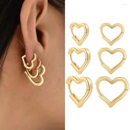Hoop Earrings 3 Sizes Cute Love Heart Huggies For Women Fashion Gold Color Hollowed Circle Piercing Earring Polished Ear Buckles