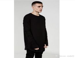 Mens Hip Hop T Shirt full Long Sleeve TShirt With Thumb Hole Cuffs Tees shirts Curve Hem Men Street Wear Tops2372657