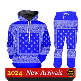 New 3d Printing Bandana Fashion Men Women Tracksuits Crewneck Hoodies+pants Plus Size S-6xl Harajuku003 O10F U5Q9