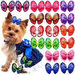 Dog Apparel 20PCS Pet Puppy Cat Hair Bows Beautiful Butterfly Grooming Accessory Topknot Supplies