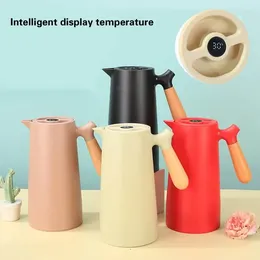 Water Bottles Display Temperature Thermoses Big Capacity Coffee Pot Thermal Insulation Kettle Double Layer Vacuum Glass Liner Bottle