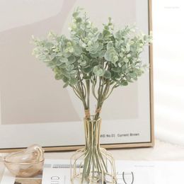Decorative Flowers Artificial Greenery Plastic Eucalyptus Leaves Home Living Room Vase Decoration Fake Wedding Party Christmas Centrepieces
