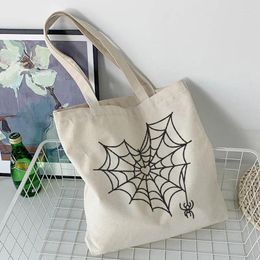 Storage Bags Canvas Bag Shopping Fun Casual Cartoon Gothic Female Large Capacity Ulzzang Cute Women Shoulder Stationery Organiser