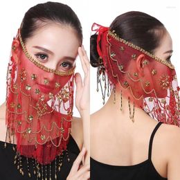 Party Supplies Dance Belly Veil Sequins Lace Beaded Face Mask Stage Costume Prom Wedding Headwear Muslim Scarf