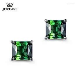 Stud Earrings ML Natural Green Tourmaline 18K Pure Gold Earring Real AU 750 Solid Diamond Trendy Fine Jewellery Sell 2024