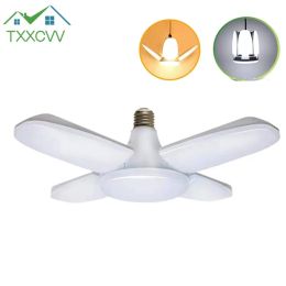 E27 LED Bulb Fan Blade Timing Lamp 85-265V 28W 360°Foldable Led Industrial Light Bulb Lamp For Home Ceiling Light Garage Light