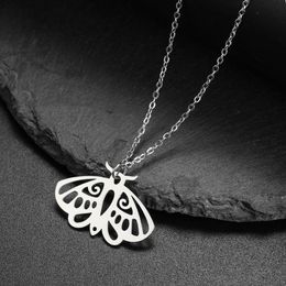 Vintage Butterfly Necklace Stainless Steel Trend Aesthetic Animal Pendant Neck Chain For Female Jewellery Mother S Day Gift