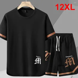 Men's Tracksuits Summer Men Plus Size 12XL Sets Casual Fashion Loose T-shirts Shorts Suits Male Big