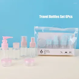 Storage Bottles 6PCS Portable Travel Bottle Set Refillable Empty Plastic Kit Cosmetics Spray Lotion Essence Shampoo Shower Gel Container
