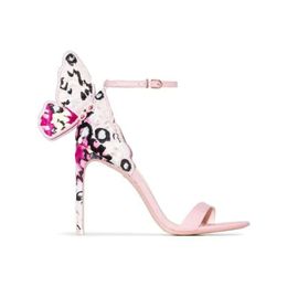 2018 Free shipping Ladies patent leather high heel buckle Rose solid butterfly ornaments Sophia Webster SANDALS 417