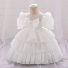 Girl Dresses Daily Use Dress For Girls Infant Bowknot Baby Short Sleeve Mesh Fashion Cake Wedding Cute
