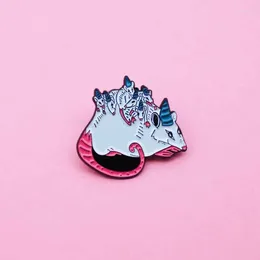 Brooches Blue Grey Rat Enamel Brooch Long And Thin Red Tail Mouse Mother Baby Lapel Pin Animal Badges