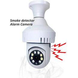 NEW 5G Wifi Camera Smoke Alarm 2MP E27 Bulb Indoor Human Detect Night Vision CCTV Security Wifi Surveillance Cameras Fire Detector