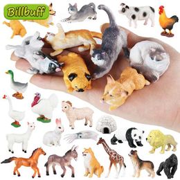 Novelty Games Latest Lifelike Wild Animal Zoo Figurines Farm Poultry Cat Cow Horse Figures Dog Duck Cock Model Education Toy for Children Gift Y240521