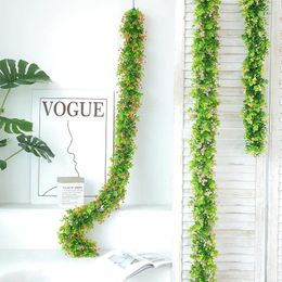 Decorative Flowers 180cm Artificial Eucalyptus Garland Rattan For Wreaths DIY Wedding Decorations Arch Wall Backdrop Green Hanging Vine Fake