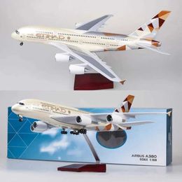 Aircraft Modle Etihad A380 1/160 aircraft model with LED light landing gear die cast aircraft series toy display S5452138